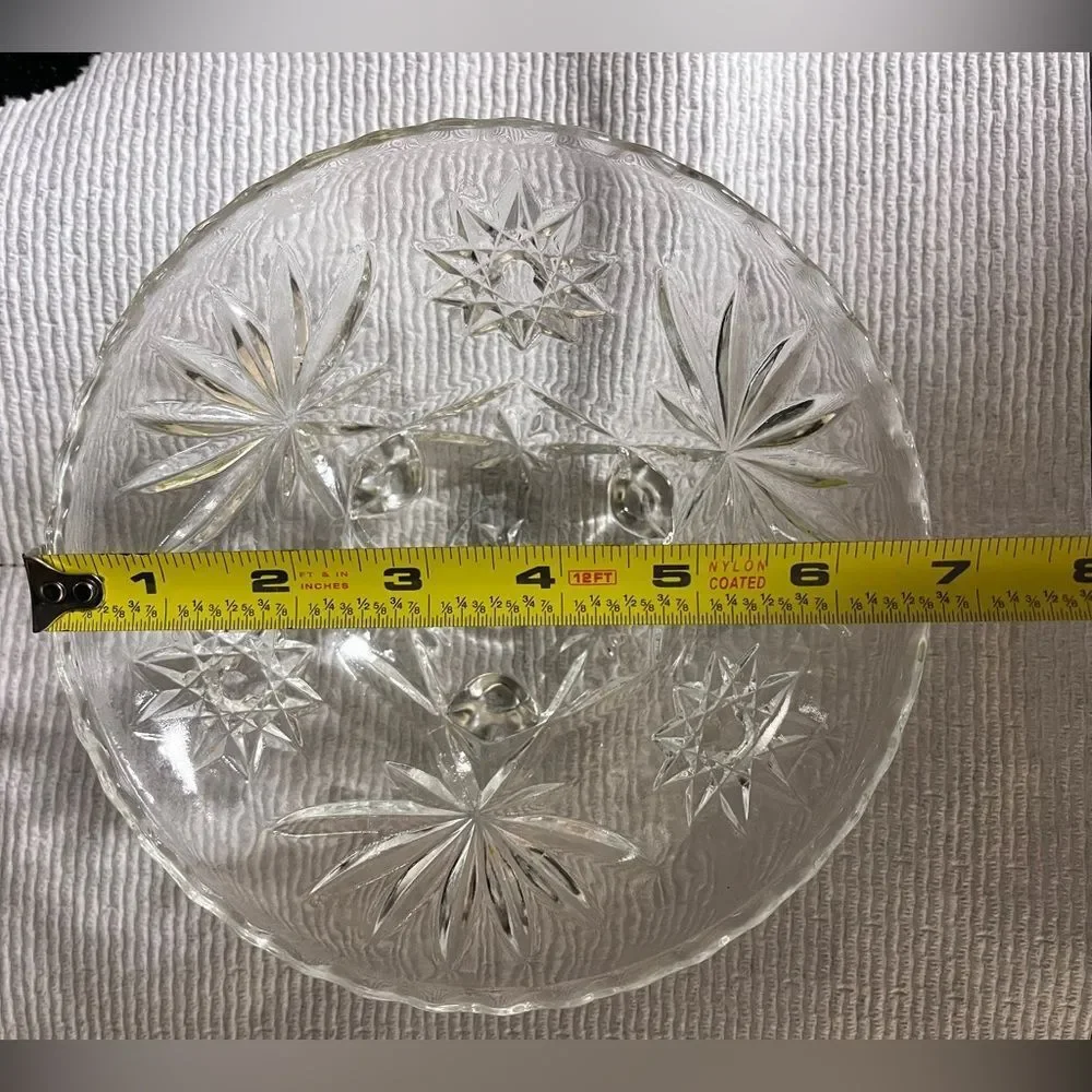 Vintage Anchor Hocking Star of David Clear Crystal 2 Serving Bowl Tray Plate